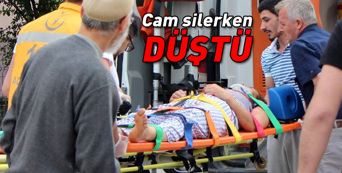 Talihsiz kadın cam silerken düştü