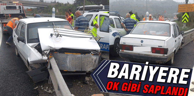 Bariyere ok gibi saplandı