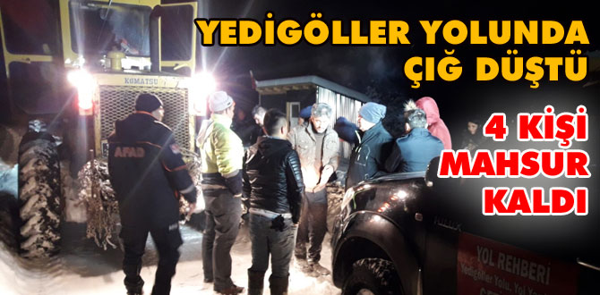 Yedigöller yolunda çığ düştü