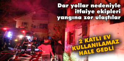 2 katlı ahşap ev yangında kullanılamaz hale geldi