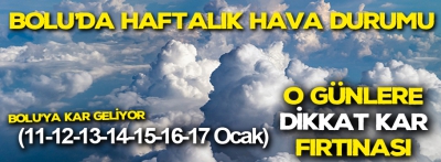 Bolu'da haftalık hava durumu (11/17 Ocak)