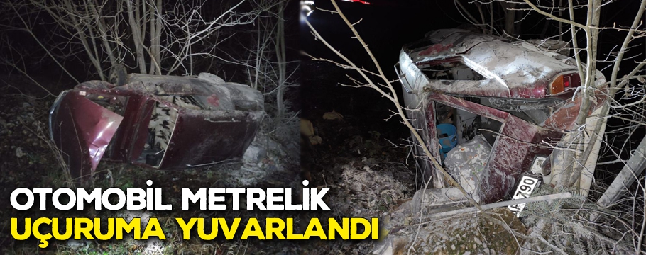 Bolu'da otomobil metrelik uçuruma yuvarlandı