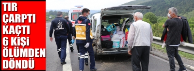 Bolu'da kazaya karışan araçtaki 6 kişi yara almadan kurtuldu