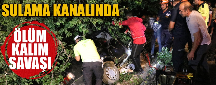 Ağaca çarpan otomobilde sıkışan sürücü itfaiye ekibince kurtarıldı