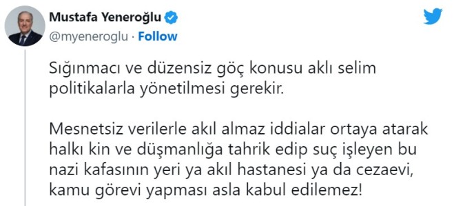 Yeneroğlu başkan Özcan'a çok sert girdi