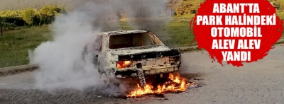 Abant'ta otomobil alev alev yandı