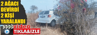 2 ağacı önüne katan otomobildeki 2 kişi yaralandı