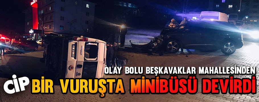 Cip minibüse çarpıp devirdi