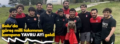 Bolu'da güreş milli takımının kampına ayı indi