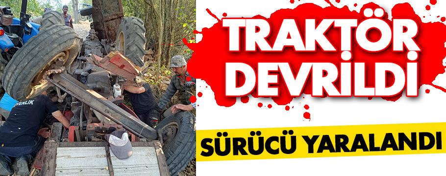 Bolu'da traktör devrildi: Yaralı var