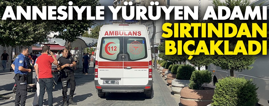 Annesiyle yolda yürüyen adamı sırtından bıçakladı