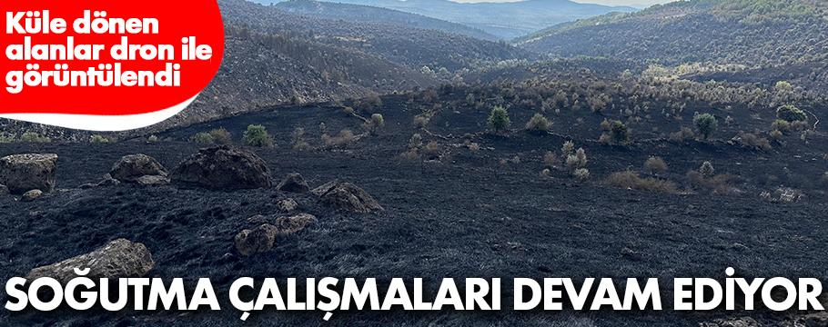 Yangından kalan acı manzara dron ile görüntülendi