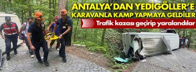 Yedigöller yolunda karavan devrildi: 2 yaralı