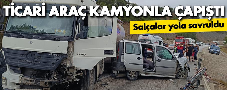 Ticari araçla kamyon çarpıştı: 1 kişi yaralandı