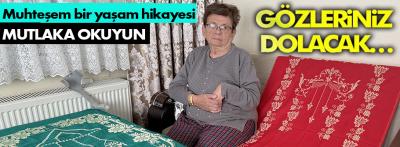 Tek eliyle işlediği seccadelerle geçimini sağlıyor