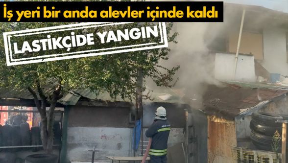 Bolu'da lastikçi yangını