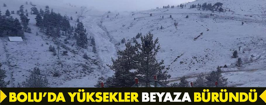 Bolu'da yükseklerde lapa lapa kar yağıyor