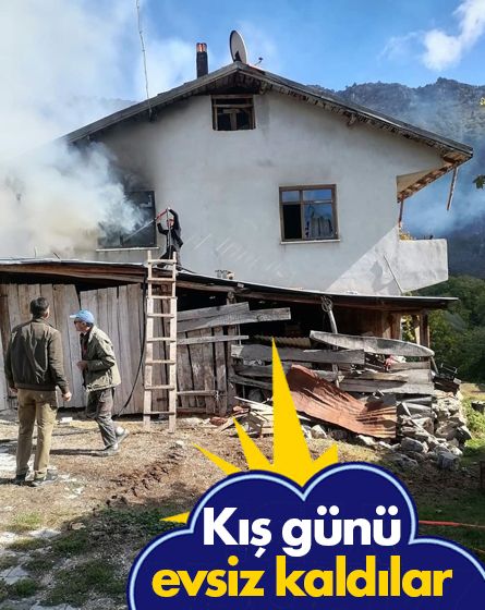 2 katlı ahşap ev çıkan yangında kullanılamaz hale geldi