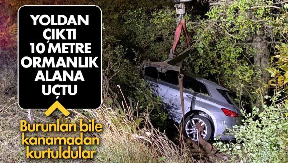 Ormana uçan cipten yara almadan çıktılar