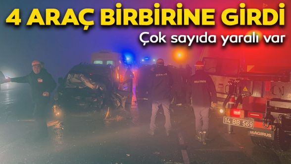 Zincirleme trafik kazasında 4 araç birbirine girdi