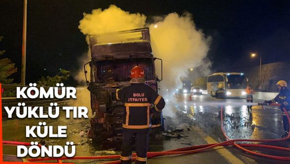 Kömür yüklü tır alev alev yandı