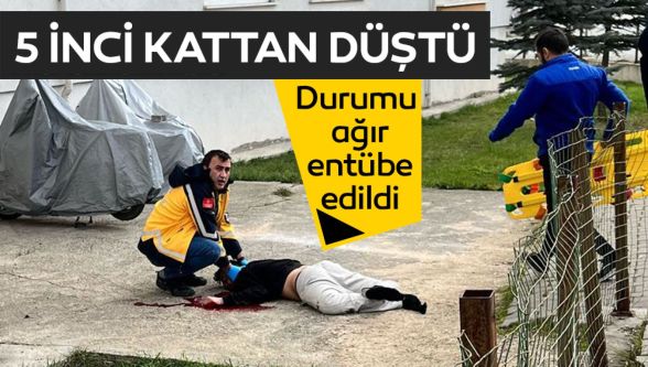 Bolu'da 5.kattan düşen genç, ağır yaralandı