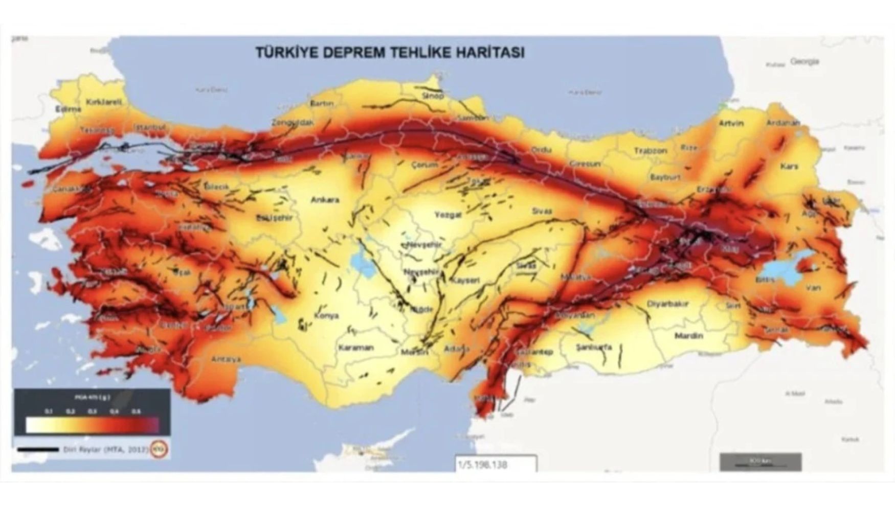 Fay haritası güncellendi. Bolu 1 inci riskli bölgede yer aldı