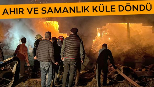 Bolu'da ahır ve samanlık alev alev yandı