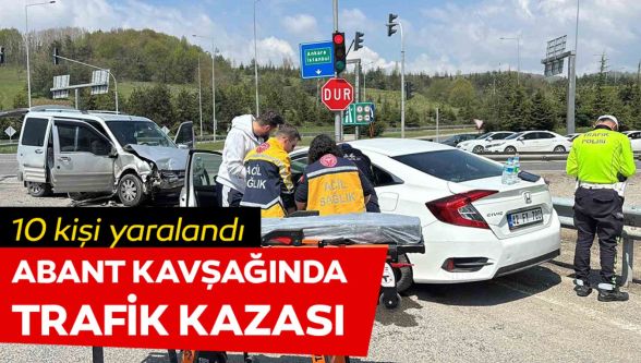 Abant kavşağında hafif ticari araç ile otomobil çarpıştı: 10 yaralı