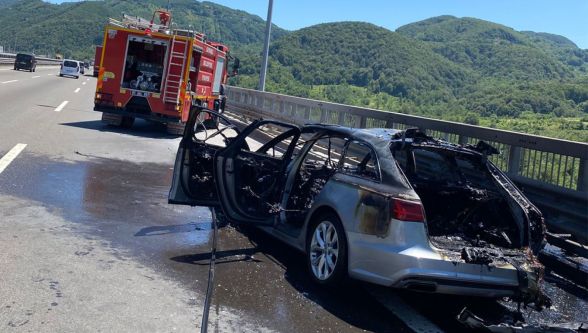 Bolu Dağı geçişinde otomobil küle döndü