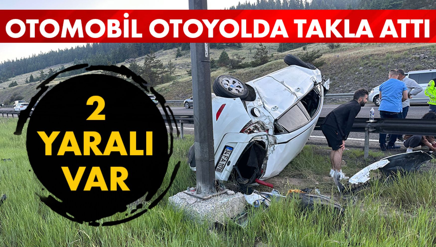 Otoyolda otomobil takla attı: 2 yaralı