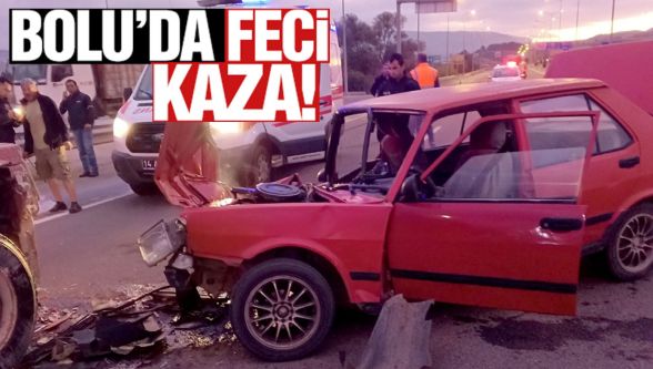 Bolu'da otomobil tıra çarptı: 1 yaralı