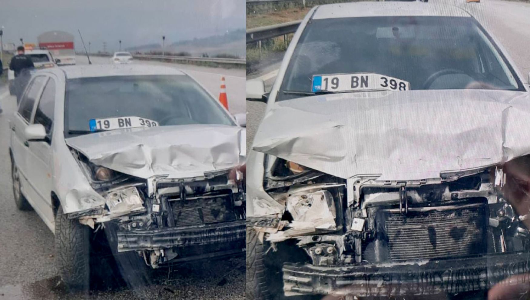 Otoyolda direksiyon hâkimiyetini kaybeden sürücü bariyerlere çarptı: 2 yaralı