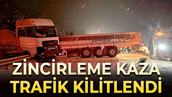 Bolu'da TEM Otoyolu'nda kar nedeniyle zincirleme kaza: 2 yaralı