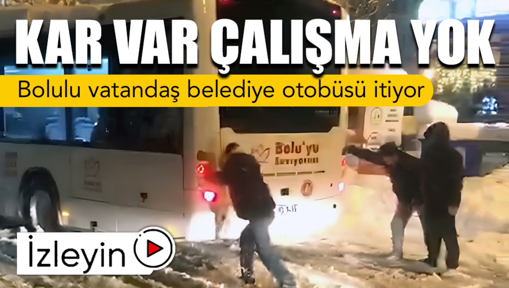 Kar temizliği yapılmadı, belediye otobüsü yolda kaldı