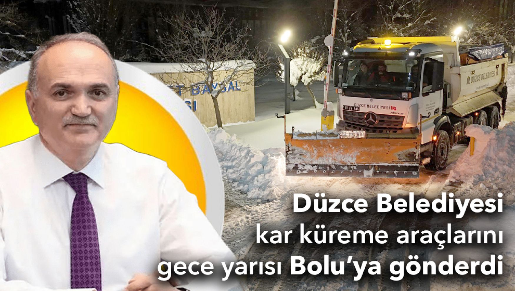 Karla mücadelede yetersiz kalan Bolu Belediyesi'ne ilk destek Düzce'den geldi