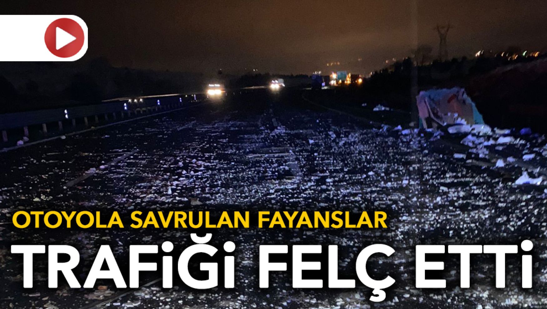 Anadolu Otoyolu'nda dorseden düşen fayanslar trafiği durdurdu