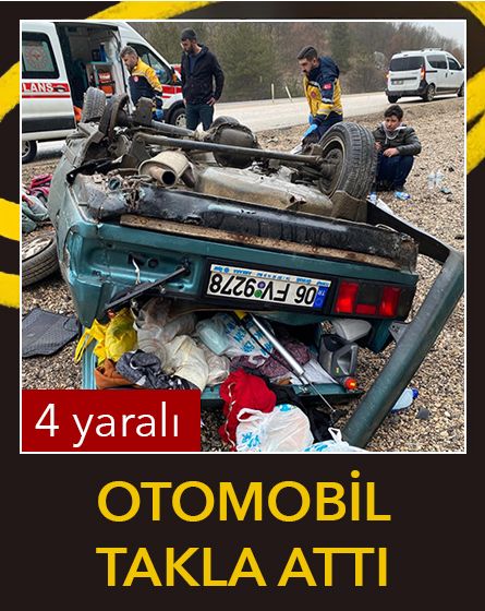 Bolu'da otomobil takla attı: 4 kişi yaralandı