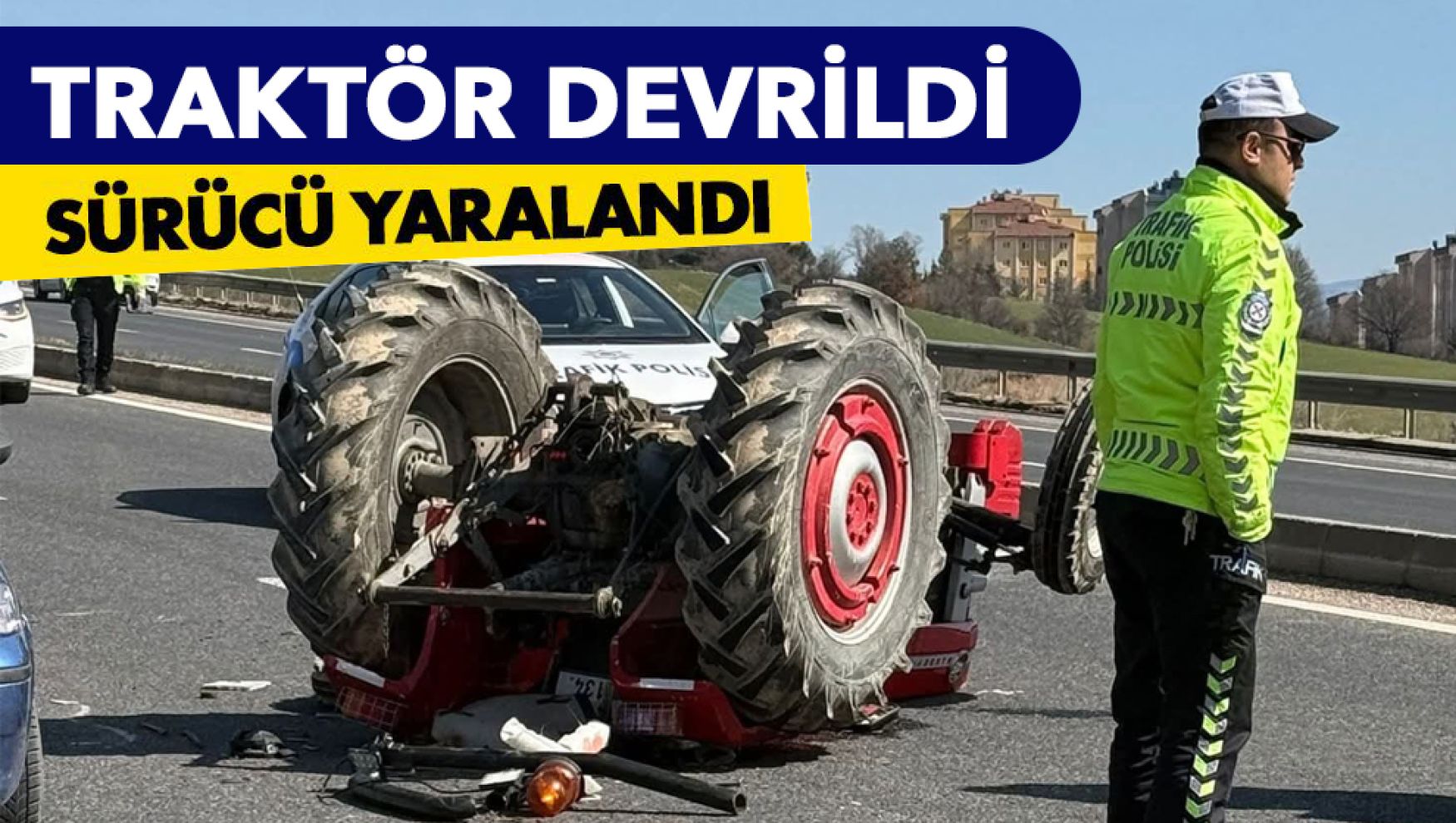 Bolu'da elektrik direği yüklü traktör devrildi: 1 yaralı