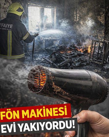 Prizde unutulan fön makinesi yangın çıkardı