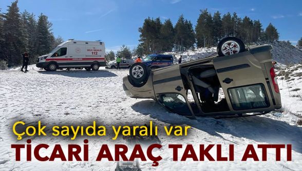 Seben yolunda kaza: Araç takla attı, 3 yaralı