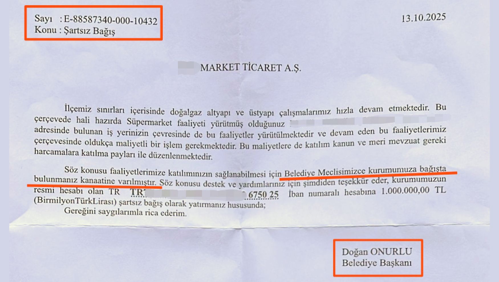 Mudurnu Belediyesi’nin “1 milyon TL bağış” yazısı tartışma yarattı