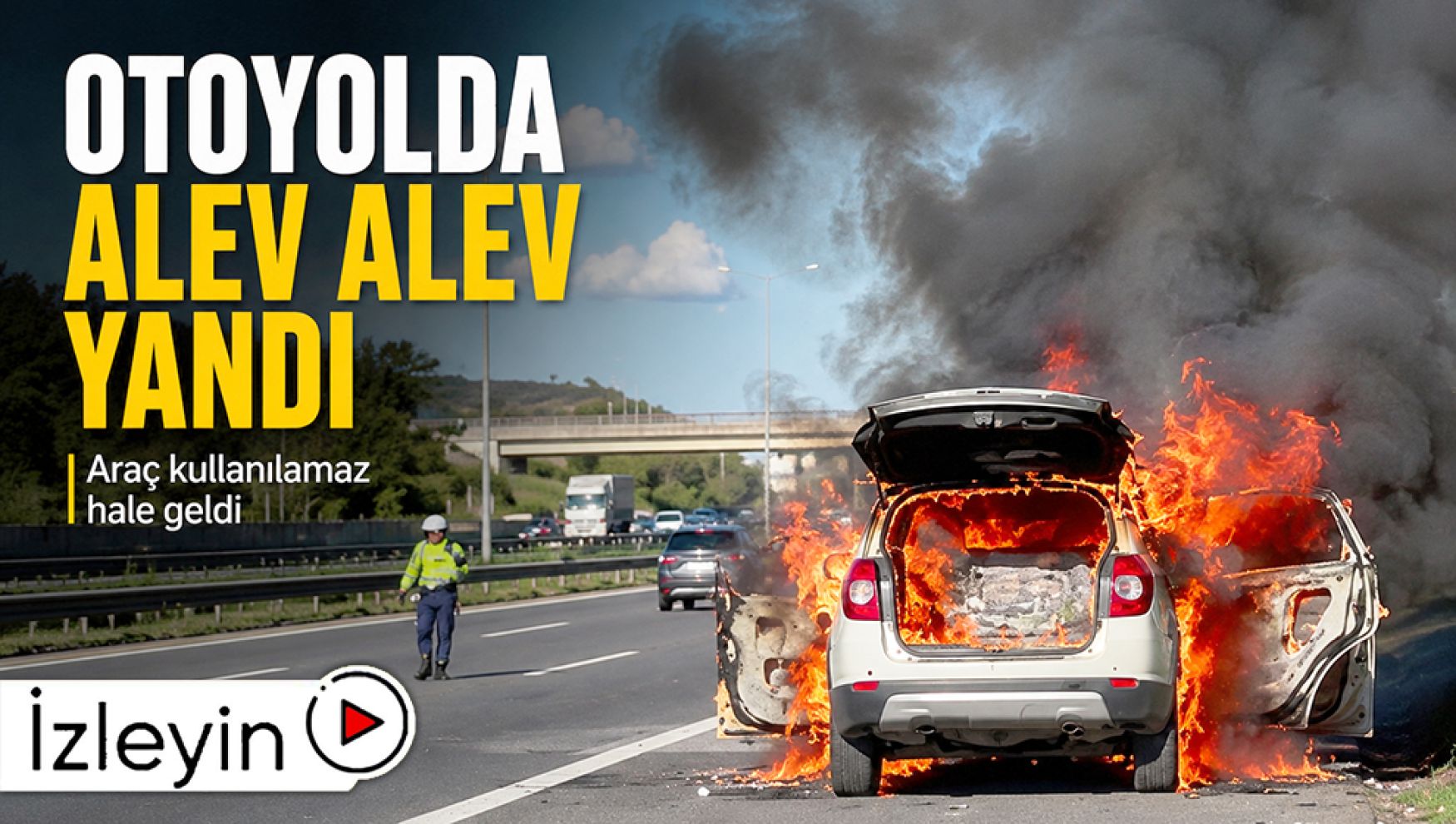 Seyir halindeki cip alev alev yandı