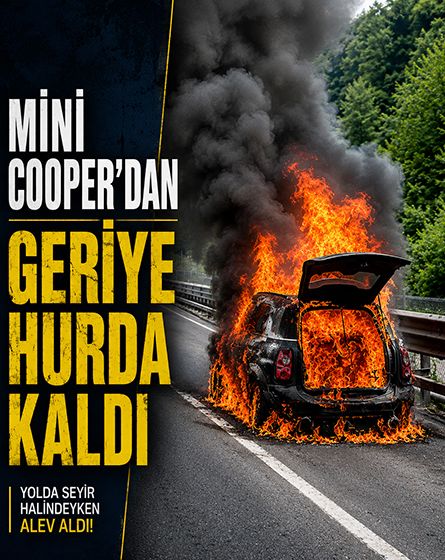 Bolu Dağı'nda seyir halindeki otomobil alev alev yandı