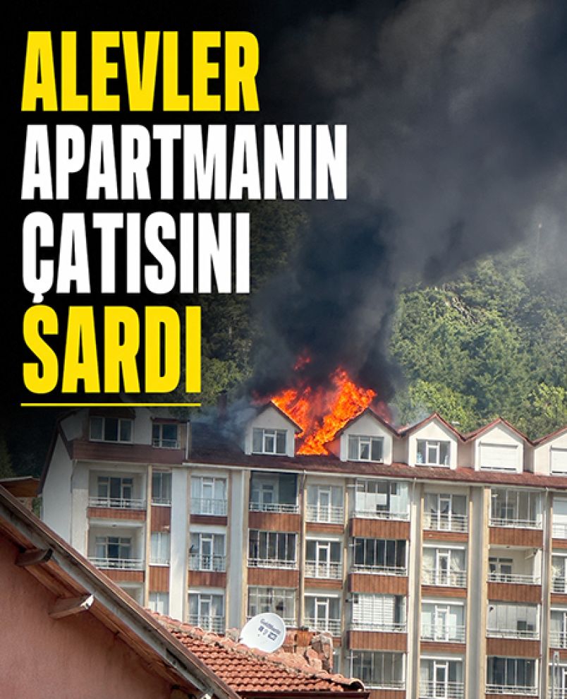 Gerede'de apartman yangını paniği! Alevler çatıya sıçradı