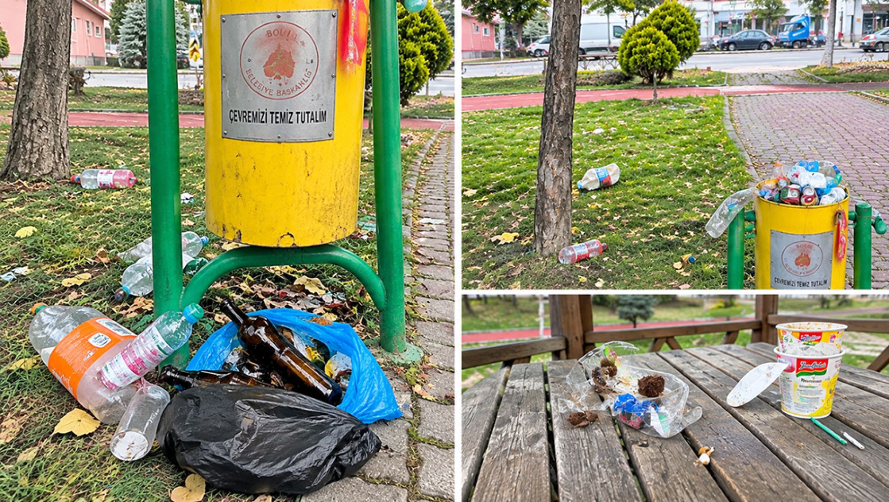 Bolu’da parkın hali tepki çekti: Şişeler, çöpler her yerde!